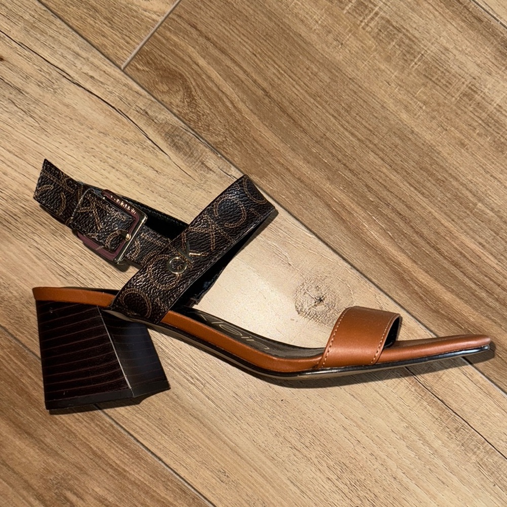 Calvin Klein Brown and dark brown Heels with Chunky Block Heel